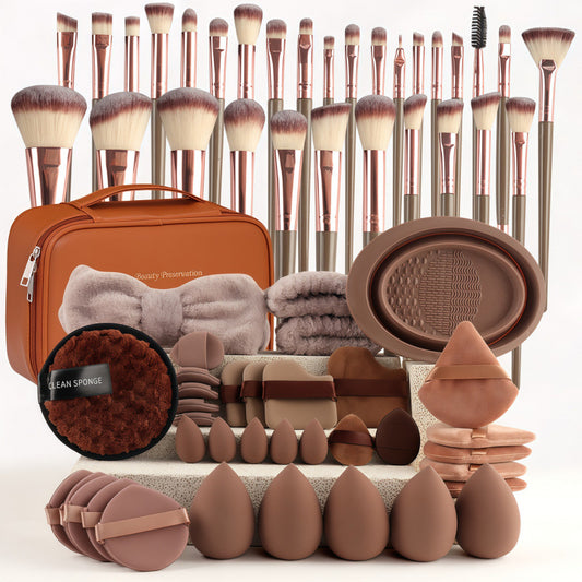 Professional Makeup Brush and Powder Puff Kit